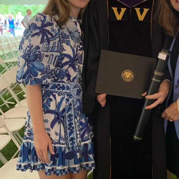 FARM Rio Blue and White Tropical Mini Dress - Picture 2 of 2